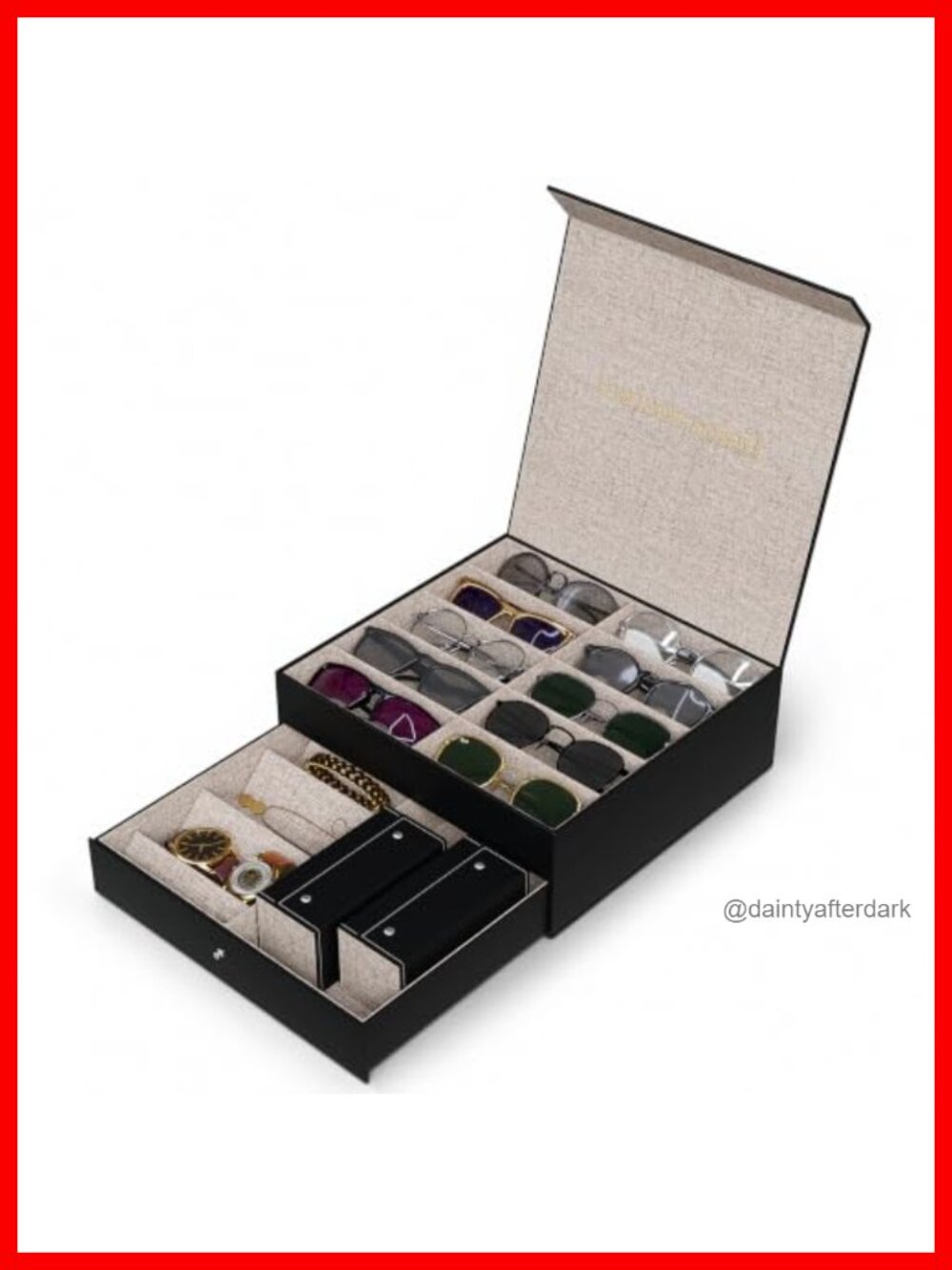 Faux Leather Sunglasses Organizer Case Holds 18 Pairs Travel Display Box